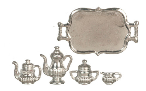 Tea Set with Tray - Silver