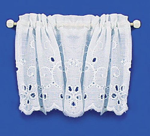Curtains Embroidered Tier - White