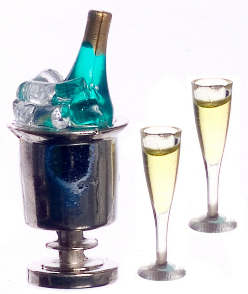Champagne with Ice Bucket and Glasses