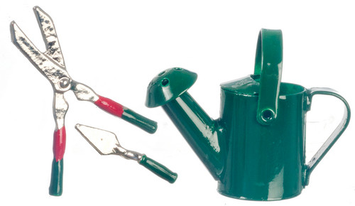 Green Water Can and Garden Tools Set
