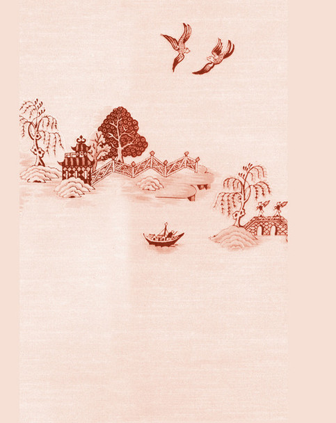 Wallpaper China Grove Mural Set - Burgundy