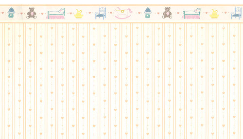 Wallpaper Dollhouse Hearts Set - Peach