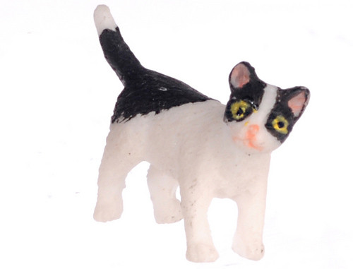 Dollhouse City - Dollhouse Miniatures Kitten Turning Right - Black and White
