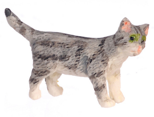 Dollhouse City - Dollhouse Miniatures Kitten Turning Right - Gray