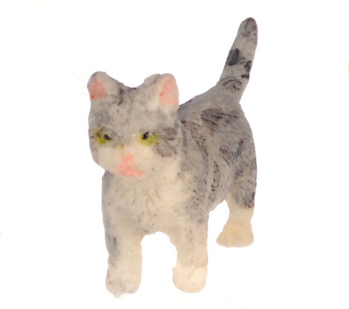 Dollhouse City - Dollhouse Miniatures Walking Kitten - Gray