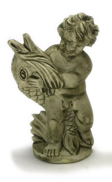 Dollhouse City - Dollhouse Miniatures Angel with Fish Statue - Green