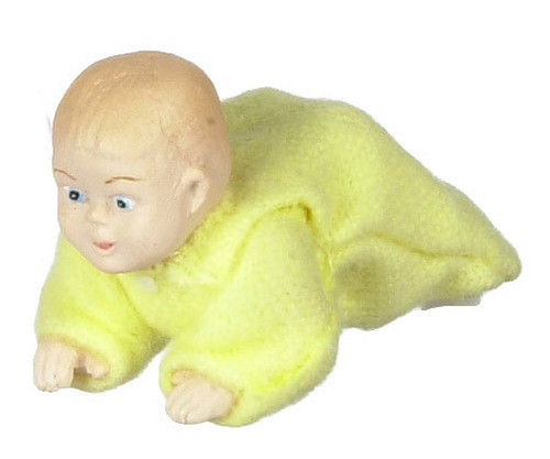 Dollhouse City - Dollhouse Miniatures Crawling Baby - Yellow