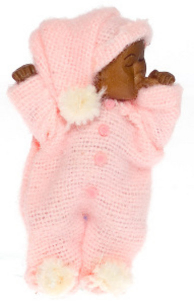 Dollhouse City - Dollhouse Miniatures Brown Baby - Pink