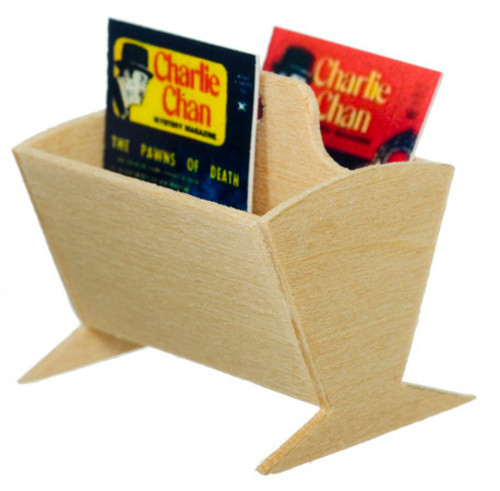 Magazine Rack with Magazines - Natural Finish