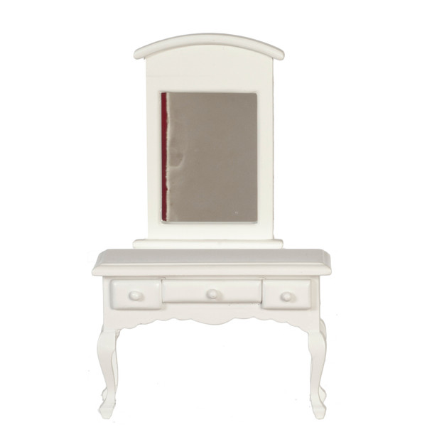 Dollhouse City - Dollhouse Miniatures Vanity with Mirror - White