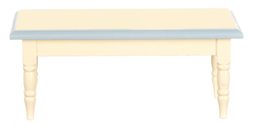 White Dining Table  with Blue Trim