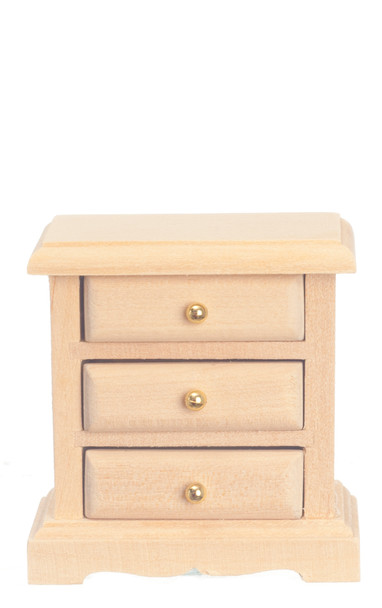 Dollhouse City - Dollhouse Miniatures Three Drawer Night Stand - Unfinished