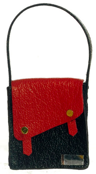 Dollhouse City - Dollhouse Miniatures Lady's Handbag  - Red and Black