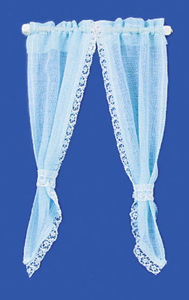 Demi Curtains Set - Tie Back and Blue