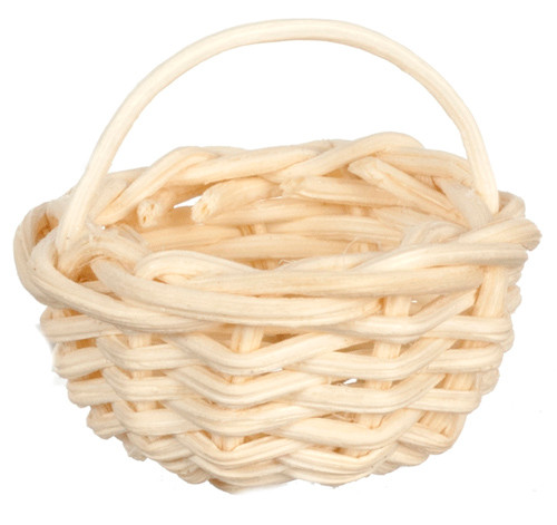 Dollhouse City - Dollhouse Miniatures Round Oval Basket Set - White