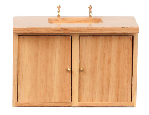 Dollhouse City - Dollhouse Miniatures Modern Kitchen Sink - Oak