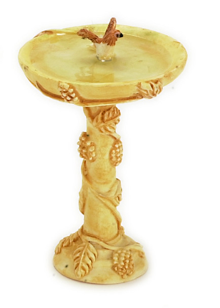 Birdbath with Bird - Tan