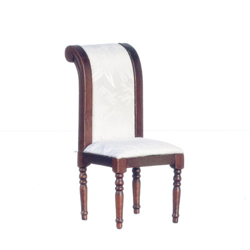 Side Chair with White Fabric - Walnut