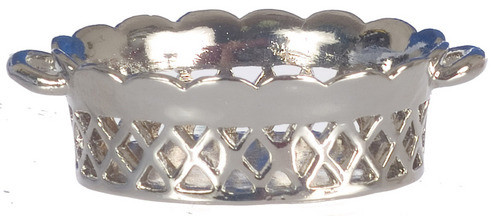 Dollhouse City - Dollhouse Miniatures Silver Fruit Basket - Oval