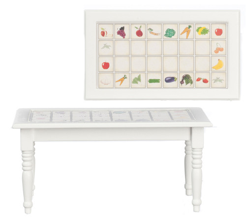 Dollhouse City - Dollhouse Miniatures Tabe with Fruit - White