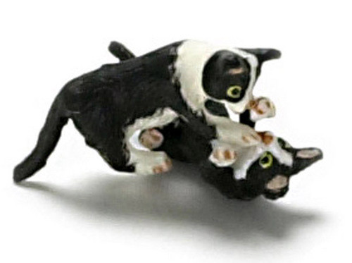 Dollhouse City - Dollhouse Miniatures Kitten Wrestling - Siamese