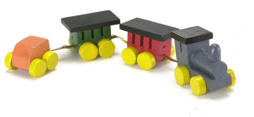 Dollhouse City - Dollhouse Miniatures Wood Train Set - Colored