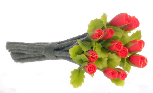 Dollhouse City - Dollhouse Miniatures Rose Buds with Leaves