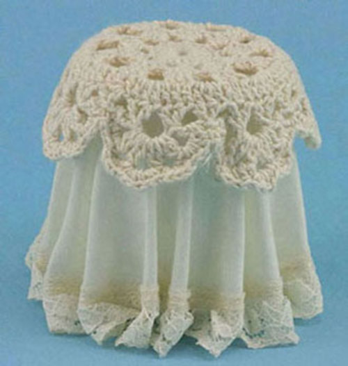Lace Top Skirted Table - Ivory