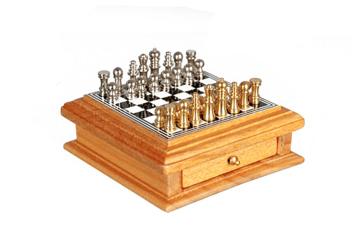 Chess Board with Drawer - Oak