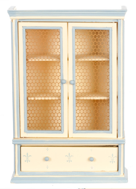 White Hutch with Blue Trim