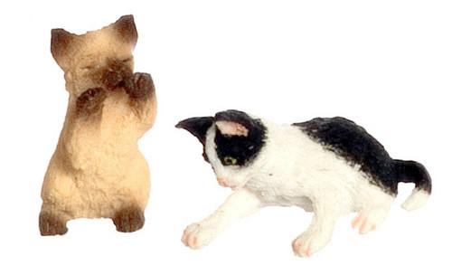 Dollhouse City - Dollhouse Miniatures Playing Kittens - Siamese Brown