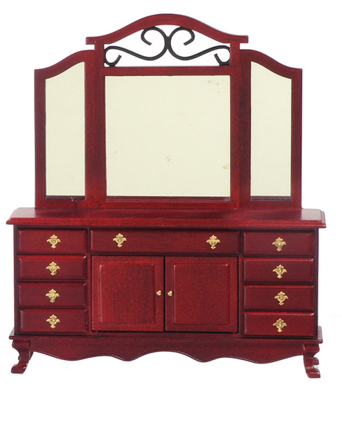 Dresser with Mirror- Mahogany