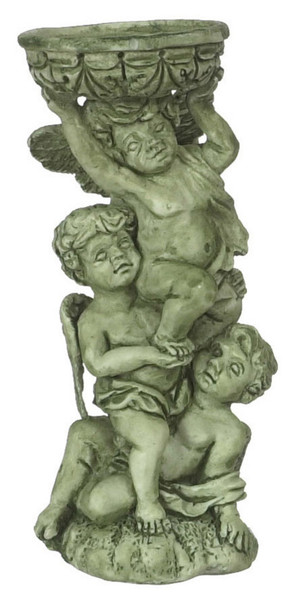 Dollhouse City - Dollhouse Miniatures Angels Bird Bath Set - Green