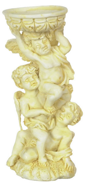Dollhouse City - Dollhouse Miniatures Angels Bird Bath Set - Ivory