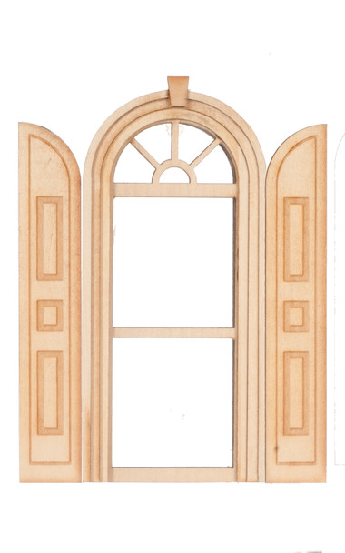 Dollhouse City - Dollhouse Miniatures Fancy 4 Over 4 Palladian Window with Shutters