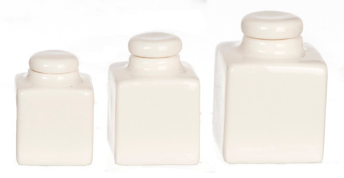 Dollhouse City - Dollhouse Miniatures Square Canister Set - White