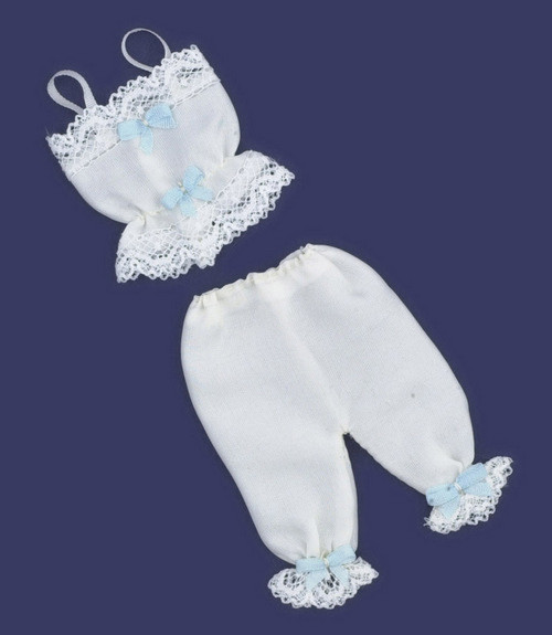 Dollhouse City - Dollhouse Miniatures Camisole and Drawers - White and Blue