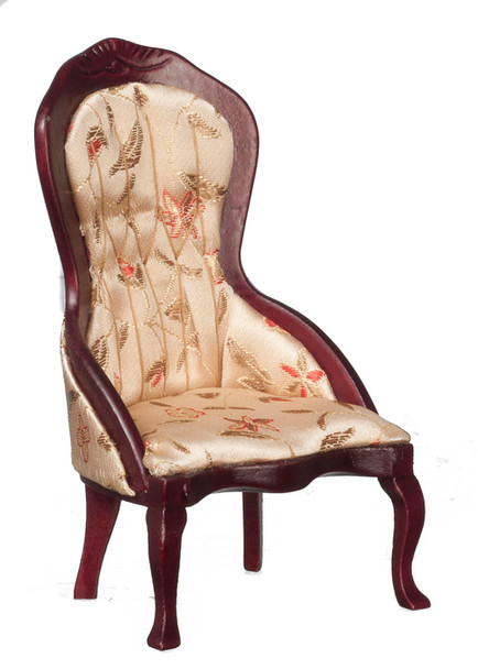 Victorian Lady's Chair with Floral Fabric - Mahogany