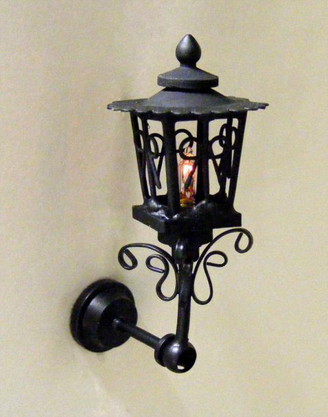 Dollhouse City - Dollhouse Miniatures Black Up-Arm Coach Lamp