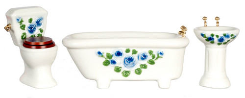 Blue  Floral Bath Set