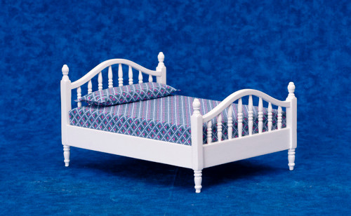 Dollhouse City - Dollhouse Miniatures Double Bed - White