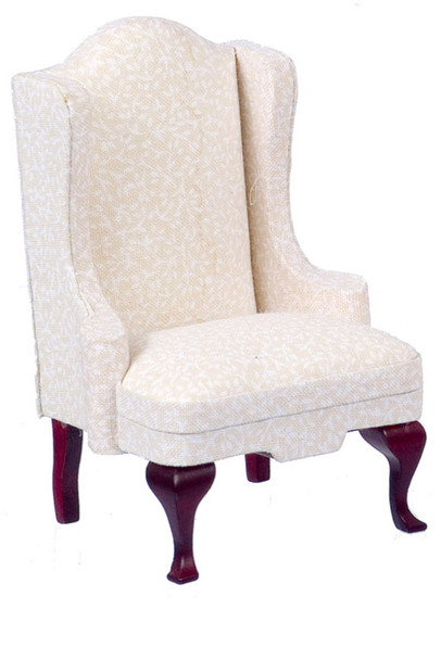 Dollhouse City - Dollhouse Miniatures Queen Anne Chair with White Fabric