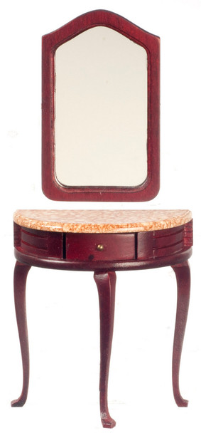 Demi Table with Mirror - Mahogany