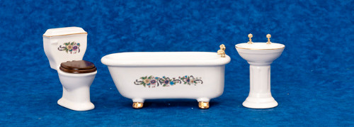 Dollhouse City - Dollhouse Miniatures Clawfoot Bath Set - White