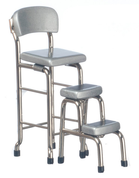 Kitchen Stool with Steps - Black