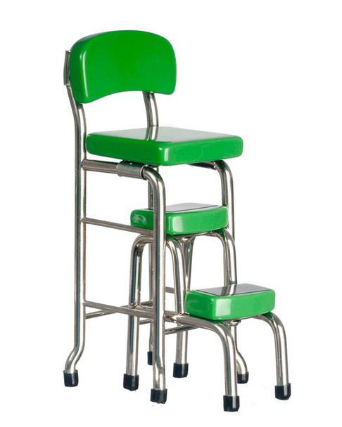 Kitchen Stool with Step - Dark Green