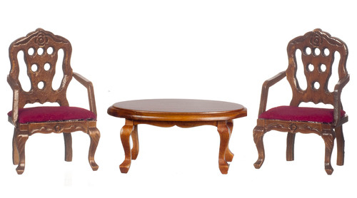 2 Chairs and Coffee Table - Walnut