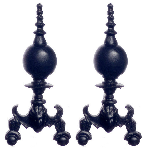 Dollhouse City - Dollhouse Miniatures Georgian Andirons Set - Black