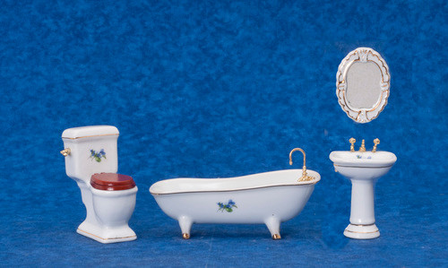 Porcelain Bath Set - White Flower