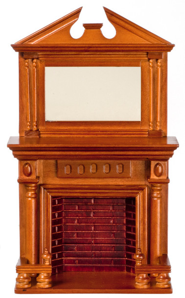 Dollhouse City - Dollhouse Miniatures Fireplace with Mirror - Walnut